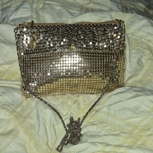 Vintage John Weitz Gold Metal Mesh Evening Chain Strap Bag